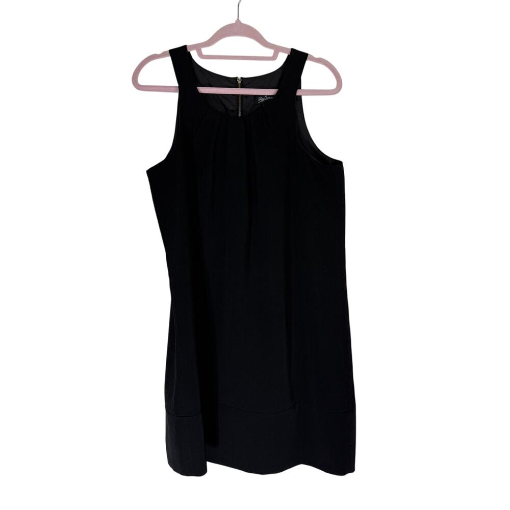 Oleg Cassini Black Sleeveless Silky Lined A-line Pleated Cocktail Dress Size 10